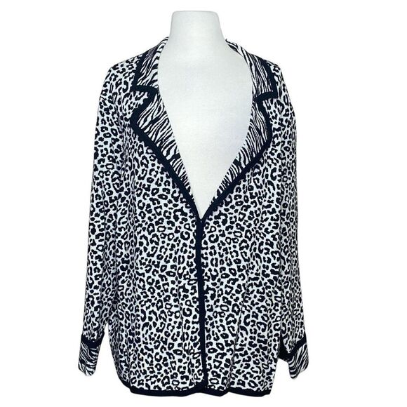 Chico's Animal Print Cardigan Sweater Size 4 - Picture 1 of 7